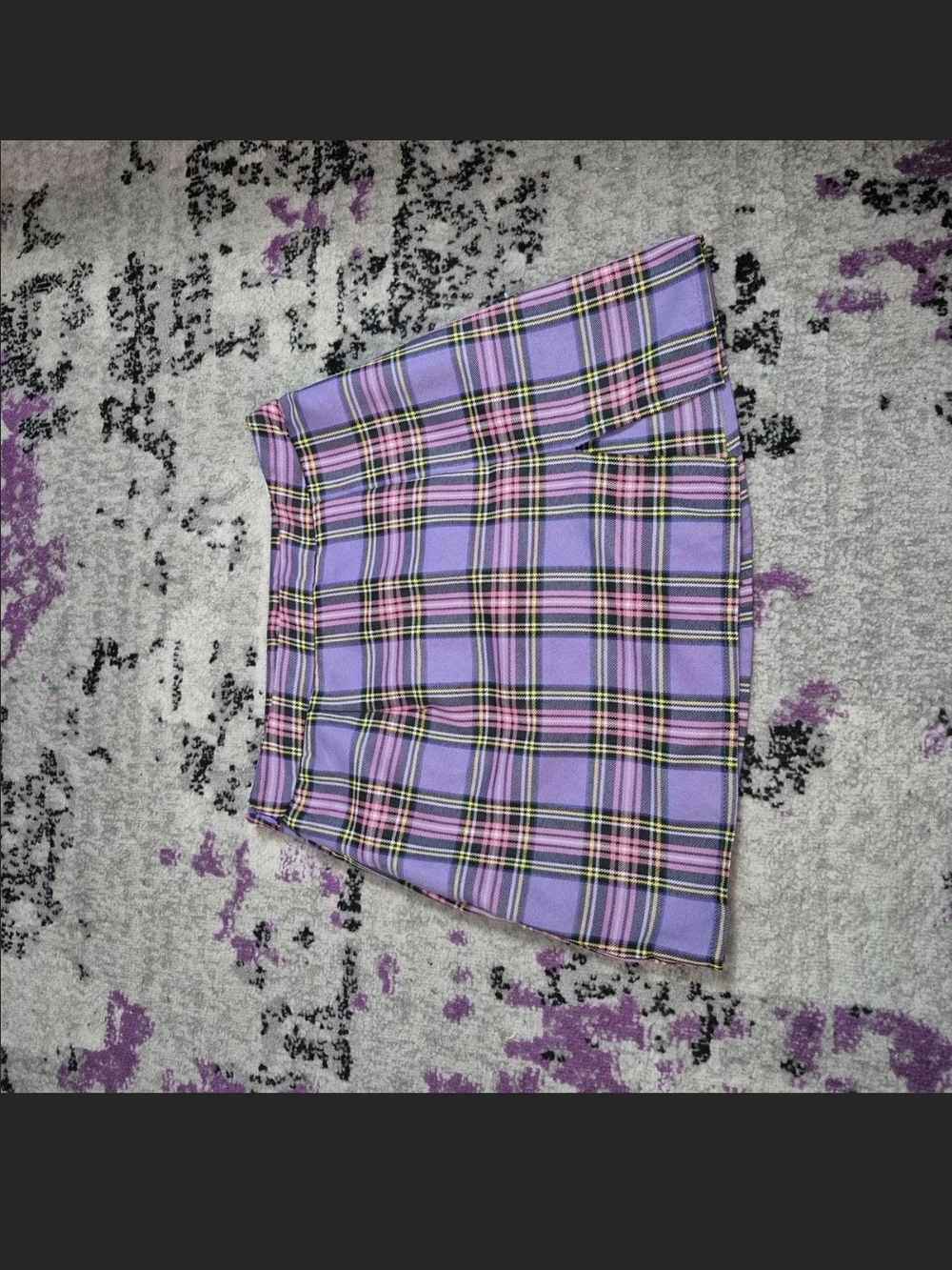 SHEIN Purple Plaid Mini Skirt with Pink & Yellow Accents